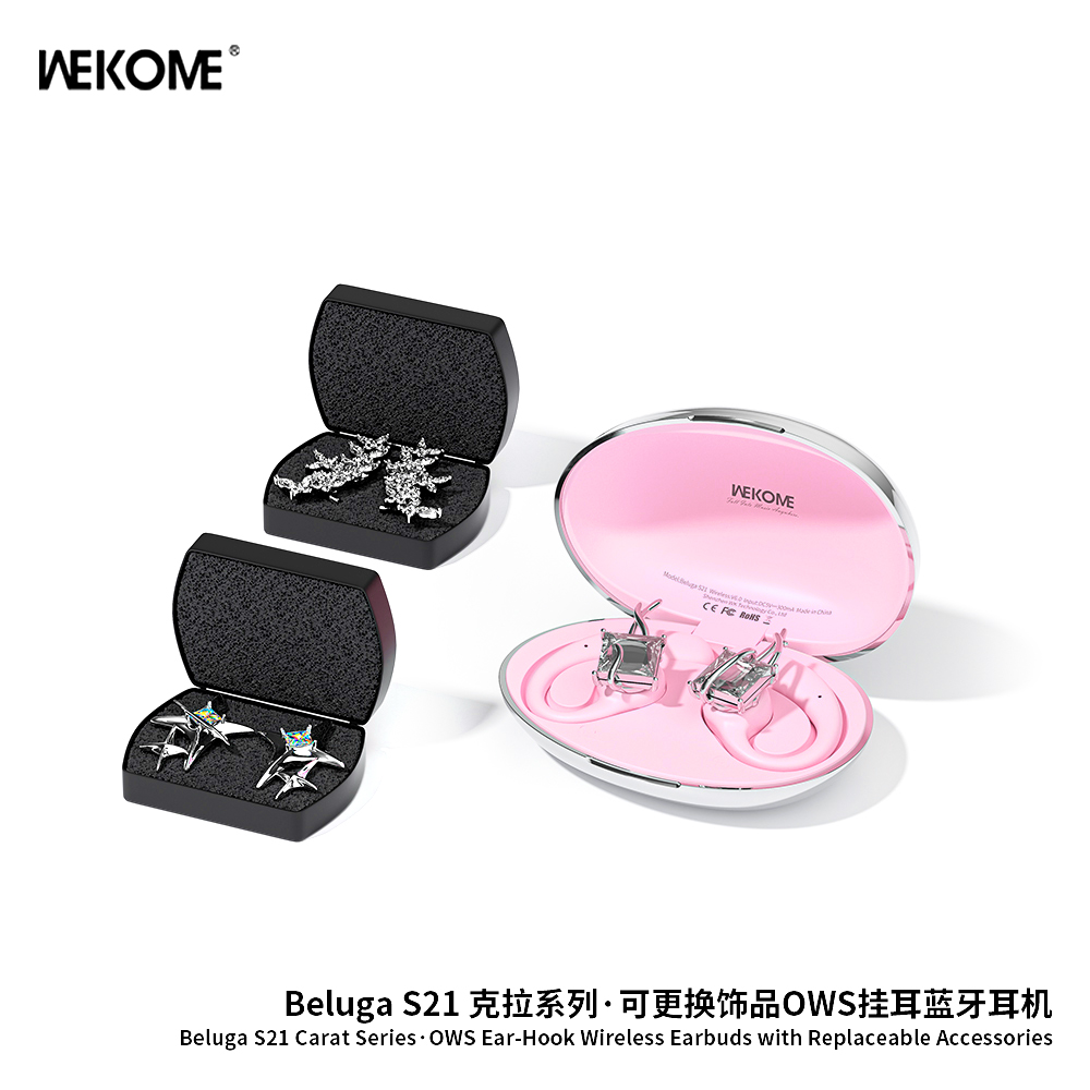 WEKOME Beluga S21 OWS Ear-Hook Wireless Earbuds with Replaceable Accessories