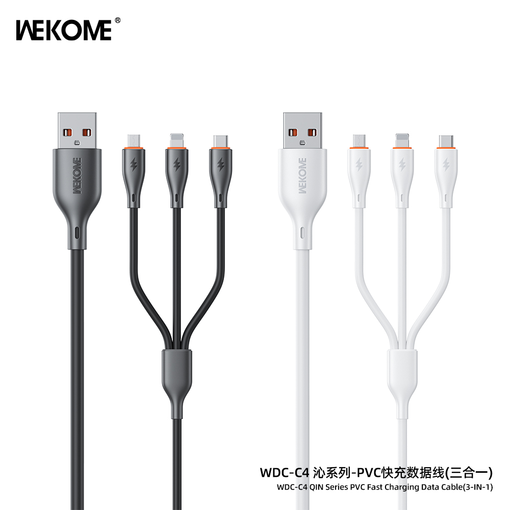 WEKOME WDC-C4 QIN Series PVC Fast Charging Data Cable(3-IN-1)